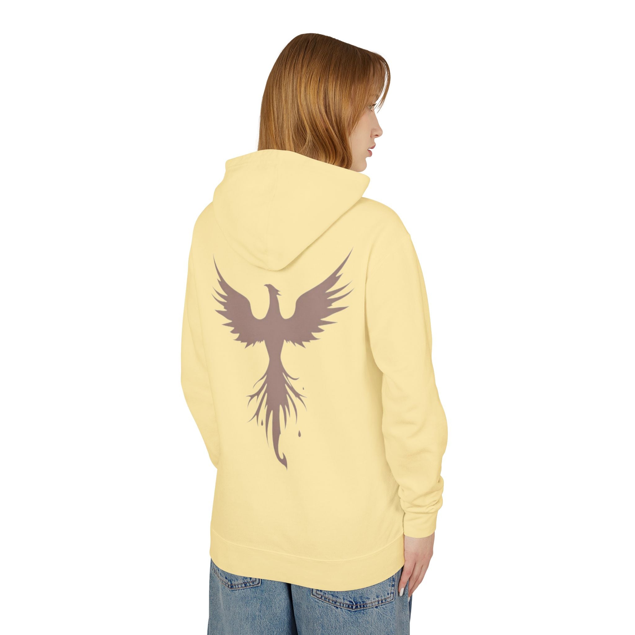 Phoenix Graphic Hoodie — Minimal Rising Phoenix Back Print