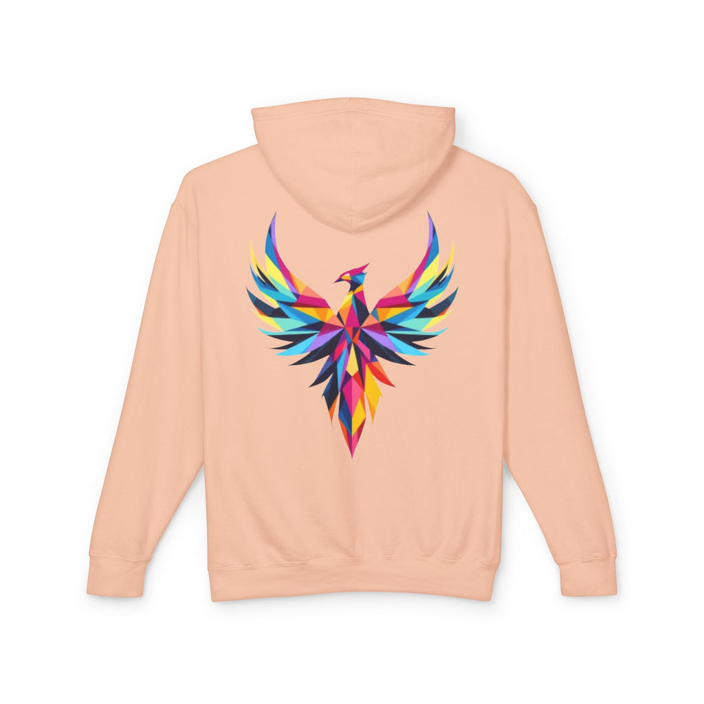 Phoenix Graphic Hoodie — Colorful Geometric Phoenix Back Print