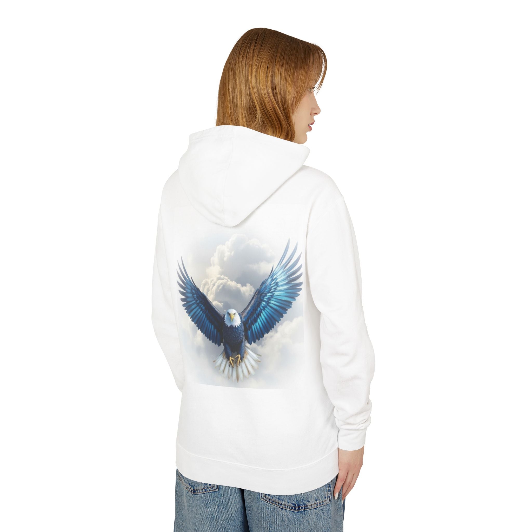 Eagle Flight Hoodie — Majestic Bald Eagle Graphic Lightweight Hooded Sweatshirt
