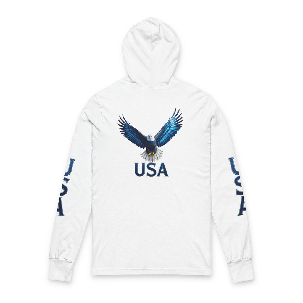 Patriotic USA Metallic Eagle Hoodie Tee — Support Our Military Long Sleeve