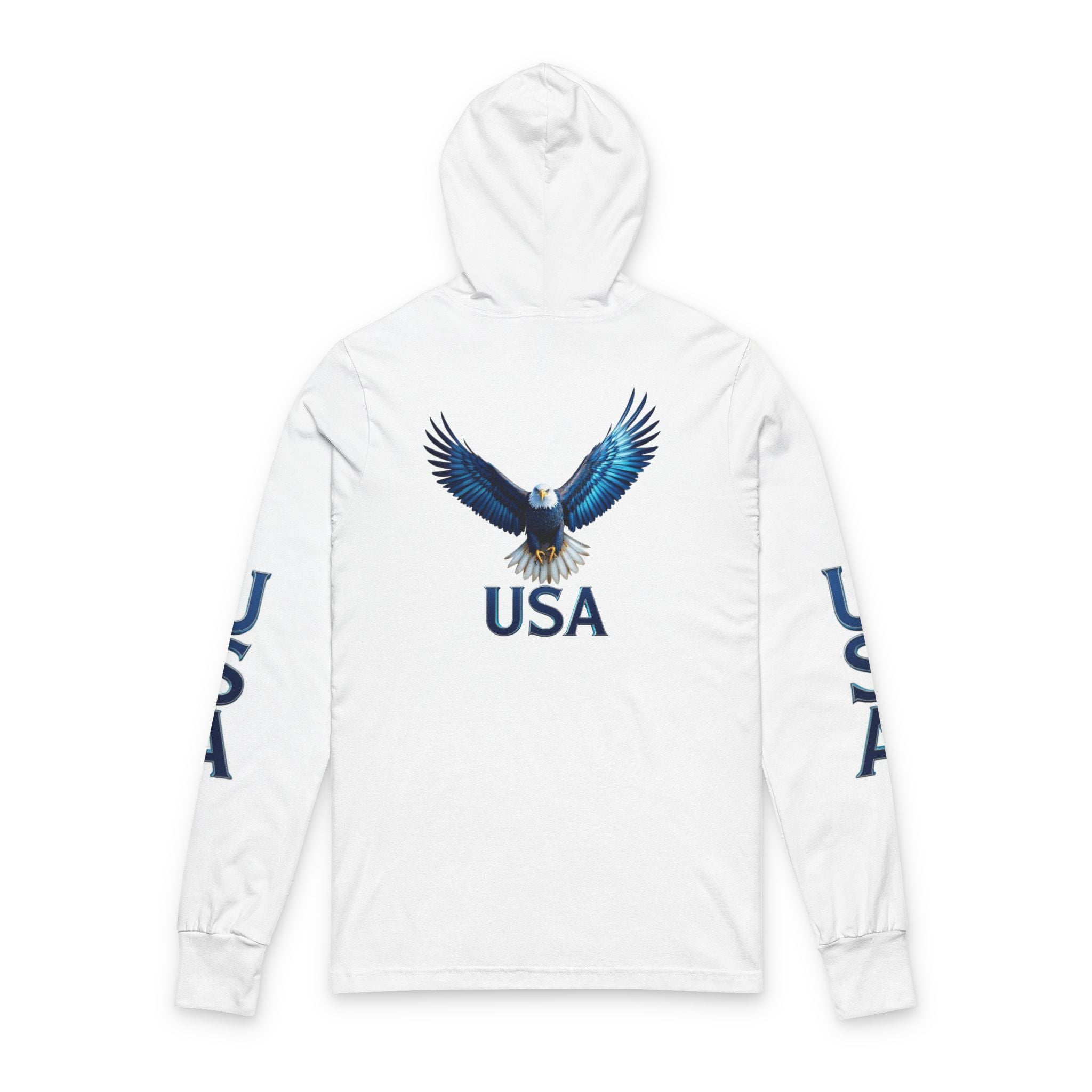 Patriotic USA Metallic Eagle Hoodie Tee — Support Our Military Long Sleeve
