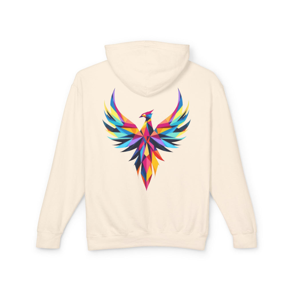 Phoenix Graphic Hoodie — Colorful Geometric Phoenix Back Print