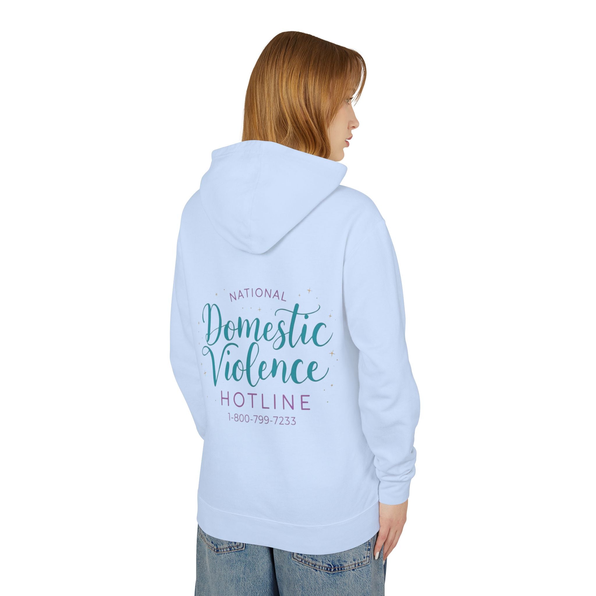 Domestic Violence Hotline Hoodie — National Support Sweatshirt with 1-800-799-7233