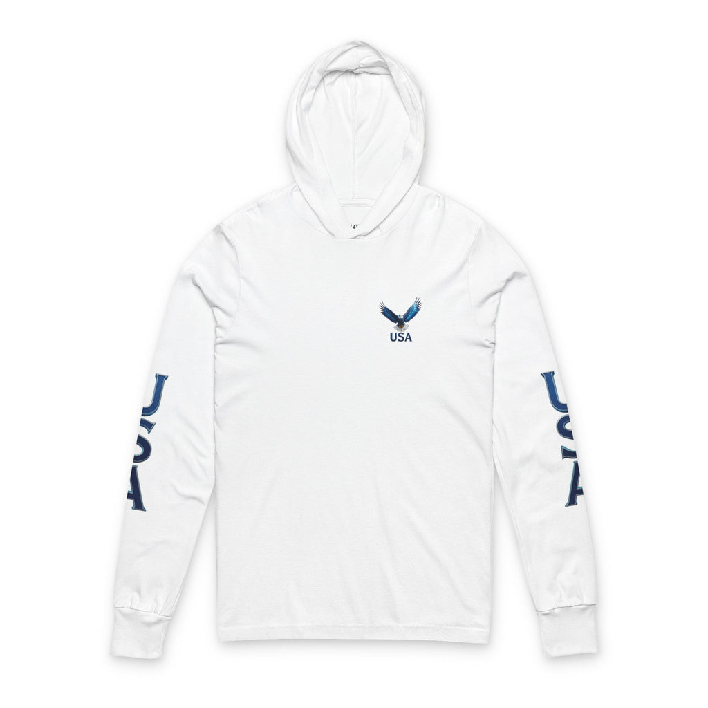 Patriotic USA Metallic Eagle Hoodie Tee — Support Our Military Long Sleeve