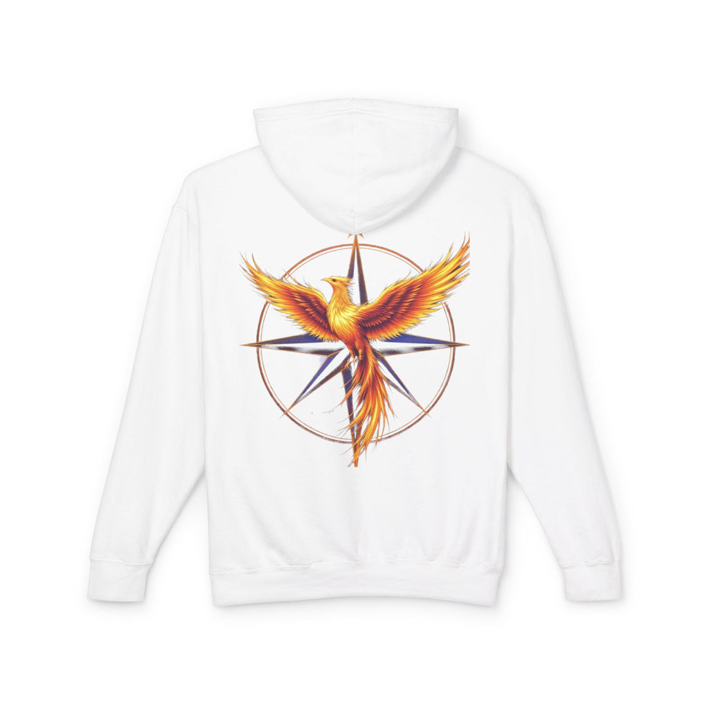 Phoenix Compass Hoodie — Fiery Phoenix Back Graphic Lightweight Hooded Sweatshirt