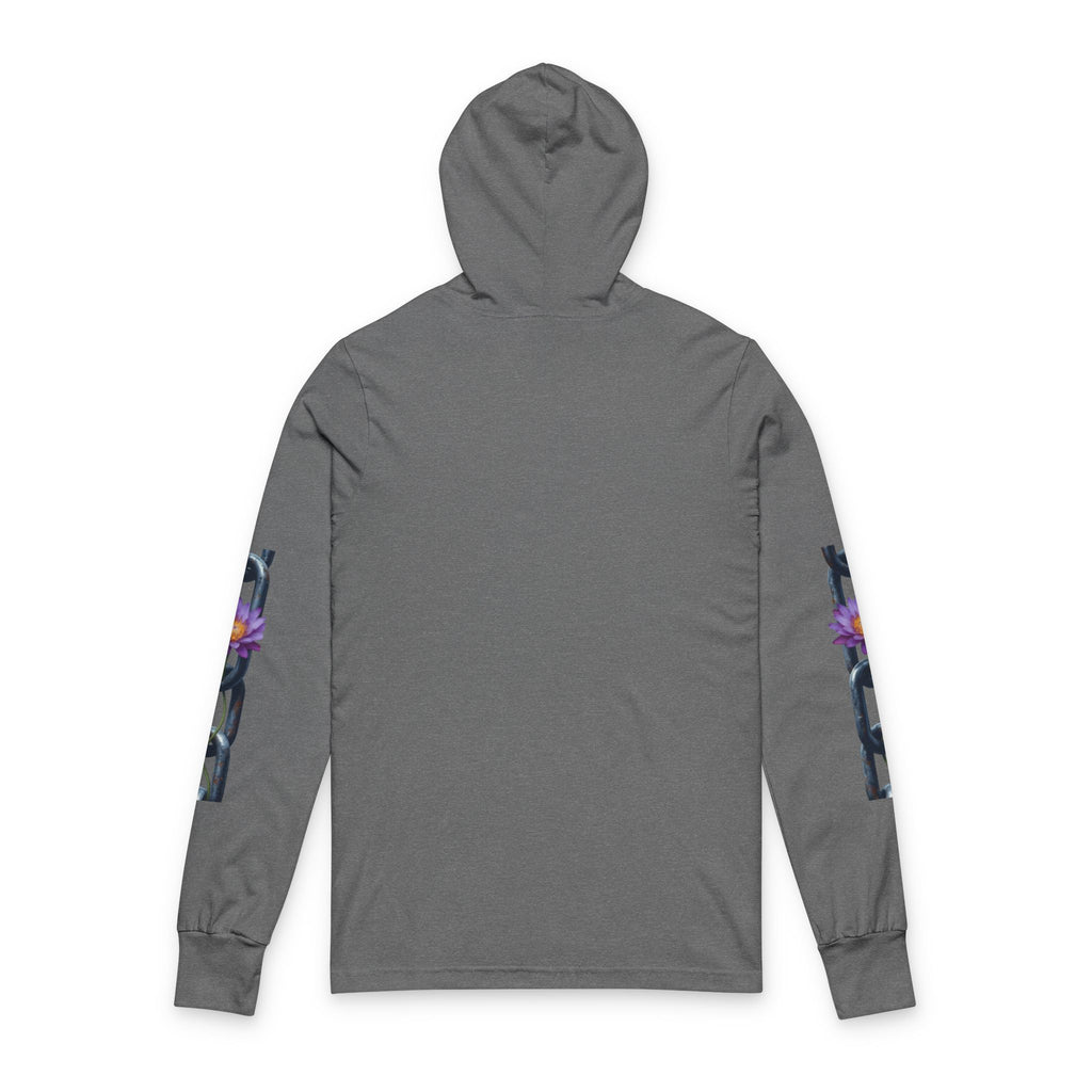 Chain & Lotus Hooded Long Sleeve Tee — Minimal Floral Chain Graphic