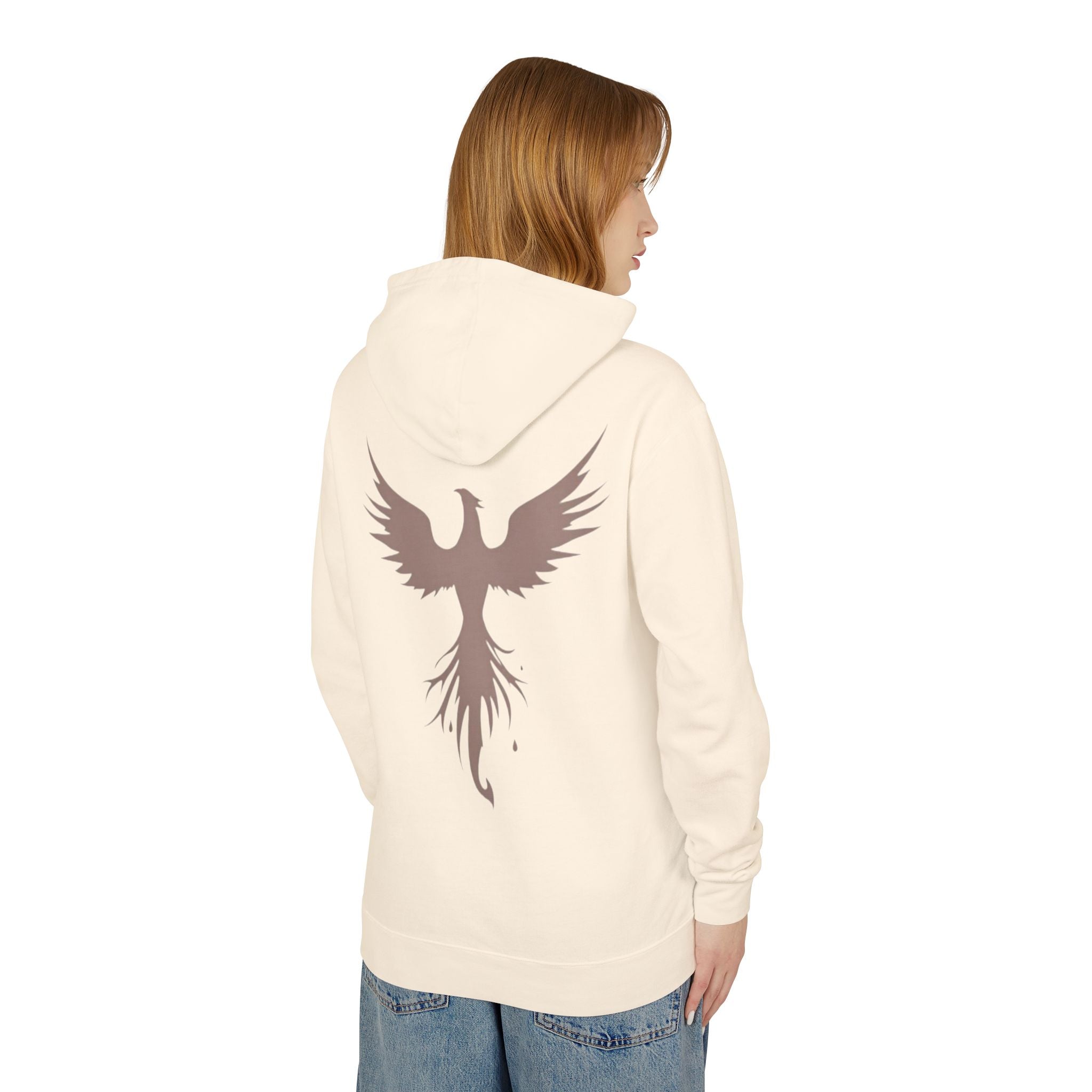 Phoenix Graphic Hoodie — Minimal Rising Phoenix Back Print